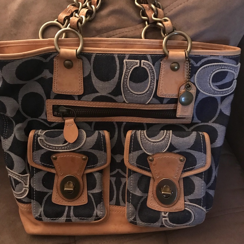 Authentic coach 11582 denim tote